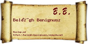 Belágh Benignusz névjegykártya